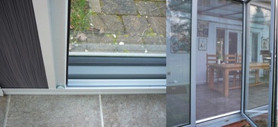 Detail pictures of bi fold flyscreen folding door plisse systems