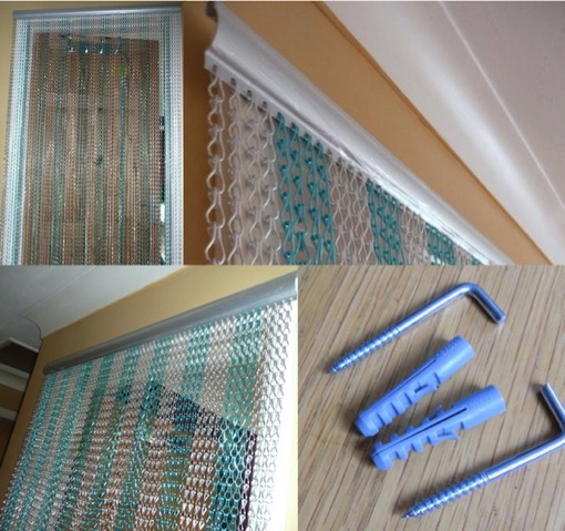 Chain Flyscreen in Blue and Silver suitable for all doorways